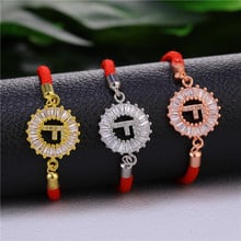 Juya pulseiras artesanais de 26 alfabeto, pulseiras ajustáveis com fios vermelhos e letras, bracelete com berloque fashion 2024 - compre barato