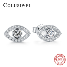 Colouwei-pendientes de plata de ley 2019 con Circonia cúbica y ojos claros, joyería fina de lujo con cierre de tuerca, con diseño de la suerte, 925 2024 - compra barato