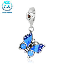 Silver 925 Jewelry Enamel Butterfly Charms With Rhinestone Beads & Jewelry Making Bracelets & Bangles Necklaces & Pendants S232 2024 - buy cheap