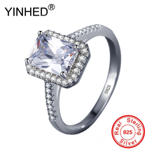 YINHED Fashion Jewelry 925 Sterling Silver Rings for Women 7*10MM White Cubic Zirconia Couple Wedding Ring Engagement Ring ZR588 2024 - buy cheap