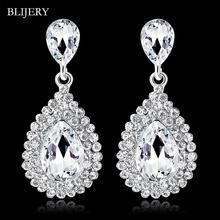 BLIJERY Fashion Waterdrop Wedding Earrings for Women Silver Color Crystal Bridal Drop Earrings Bridesmaid Wedding Jewelry Gifts 2024 - buy cheap