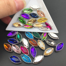 more colors navette shape point back glass crystal lace claw rhinestones,silver base sew on stone for Diy/Clothing accessories 2024 - buy cheap