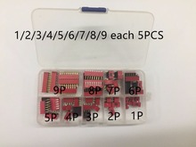 Kit de interruptores Dip en caja, 1, 2, 3, 4, 5, 6, 7, 8, 9 vías, 2,54mm, juego de combinación cada uno, 45 unids/lote 2024 - compra barato