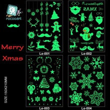 Rocooart-tatuaje luminoso de Navidad para niños, pegatinas impermeables de tatuaje temporal, muñeco de nieve, Taty, brillan en la oscuridad 2024 - compra barato