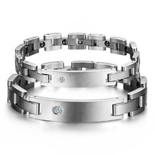 Bracelets & Bangles Fashion Stainless Steel CZ Couple's Health Magnet Bracelet ID Bracelet For Men Women Valentine's Gift 2024 - buy cheap
