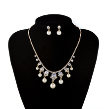 Conjunto de joyería nupcial de circonia de cristal, joyería africana, accesorio, collar de perlas, pendientes para fiesta y boda 2024 - compra barato