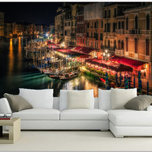 Murales 3D personalizados, Canal de veneciana, luces de calle nocturnas, papel tapiz de ciudades, sala de estar, sofá, pared de TV, papel de pared del dormitorio 2024 - compra barato