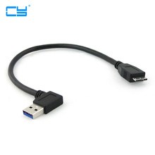 Черный 90 градусов правый и левый Угловой USB 3,0 тип A штекер к Micro B Штекерный кабель 25 см 2024 - купить недорого
