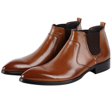 Botines de piel auténtica para hombre, botas de vestir, zapatos de negocios masculinos, color negro/marrón, talla grande EUR45 2024 - compra barato