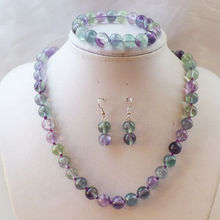 FREE SHIPPING  Natural 10mm Multicolor Fluorite Beads Necklace Bracelets Earrings Set 2024 - buy cheap