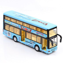 1:36 детский двухэтажный автобус модель сплава модель машины Голосовая станция автобус возвращение грузовик звук-оптическая маятниковая игрушка автобус 2024 - купить недорого