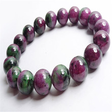 Green And Red Genuine Zoisite Natural Stone Bracelets For Women Femme 13mm Round Bead Stretch  Bracelet Free Shipping 2024 - buy cheap