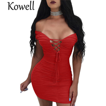 2020 New Fashion Sexy Women Polyester Spandex Party Dress Short Sleeve Deep V-Neck Bandage Nightclub Slim Bodycon Dress 2024 - buy cheap