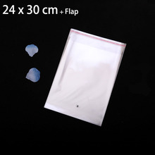 100pcs 24 x 30 cm CLEAR SELF ADHESIVE SEAL POLY OPP CLOTHING PACKAGING BAGS RESEALABLE PLASTIC CELLO CELLOPHANE BAG 2024 - buy cheap