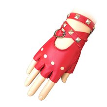 Guantes de cuero PU cortos sin dedos para mujer, guantes de estilo gótico, Punk, Punk, Sexy, para baile Disco, Rock and roll, color negro, rojo y blanco 2024 - compra barato