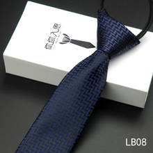 Pre-tied Neck Tie Mens Skinny Zipper Ties Red Black Blue Solid Color Jacquard Slim Narrow Bridegroom Party Dress Necktie 2024 - buy cheap
