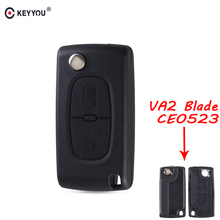 KEYYOU For 10x Peugeot 306 407 807 Partner VA2 Blade CE0523 2 Button Flip Folding Key Shell Remote Key Shell Case Cover 2024 - buy cheap