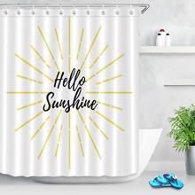 LB Gold Sunshine Black English Letters Extra Long White Waterproof Fabric Shower Curtains Bathroom Curtain For Art Bathtub Decor 2024 - buy cheap