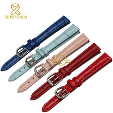 Genuine leather bracelet womens fashion watchband wristwatches band multicolor small watch strap 10 12 14mm pink blue red color 2024 - buy cheap