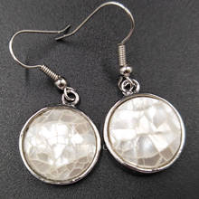 Free Shipping Beautiful jewelry White Mother of pearl Shell  Round Art Dangle Earrings MC5562 2024 - buy cheap