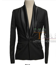 XS-5XL 2017 Fashion men black satin slim blazer fashion men blazer low profile suit new plus size stage singer costumes clothing 2024 - buy cheap