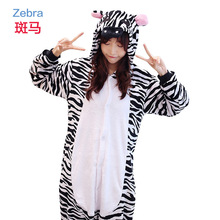 Kigurumi Zebra Pajama Adult Animal Onesies for Women Men Couple Winter Pajamas Kegurumi Sleepwear Flannel Pijamas pyjama 2024 - buy cheap