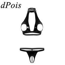 DPOIS Sexy Erotic Lingerie Women Corset Bralette Hollow Out Bust Push Up Bra Top & Crotchless G-string Bikini Briefs Underwear 2024 - buy cheap