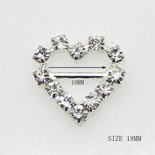 Zmasey 18mm coração fivelas 10 pçs/lote doce coração-em forma de strass fivela slider para carta de convite de casamento 2024 - compre barato