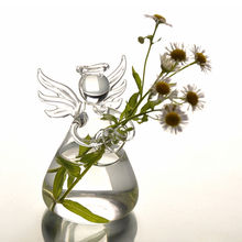 Hot Cute Clear Transparent Glass Angel Shape Flower Plant Stand Hanging Vase Hydroponic Home Office Wedding Decor New Hot 2024 - buy cheap