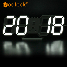 Neoteck 3D LED настенные часы Современный цифровой Настольный будильник ночник с часами для дома гостиной офиса 24 или 12 часов 2024 - купить недорого