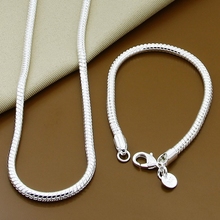 Wholesale Silver 925 Snake Chain Necklace Bracelet Jewelry Sets Women Men Jewelry Gift 2024 - buy cheap