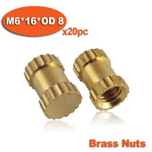 20pcs M6 x 16mm x OD 8mm Injection Molding Brass Knurled Thread Inserts Nuts 2024 - buy cheap