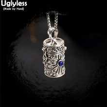 Uglyless Real 925 Sterling Silver Handmade Openable Gaudencio box Pendant without Chain Cylinder Tibetan Fine Jewelry Ethnic 2024 - buy cheap