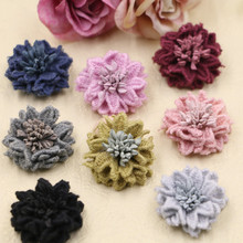 Wholesale 30PCs 30MM Felt Woven Crochet Flowers Button Patch Sticker Girls Hair Jewelry Bow Center Ornament Garment Accessories 2024 - buy cheap