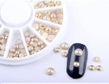 Hot!! 3mm 5mm mix size round Pearl Non HotFix flatback 3D Nail Art Rhinestone diy Decorations 2024 - купить недорого