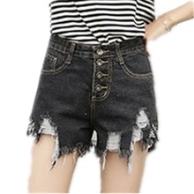 Shorts feminino vintage, estampa jeans com franjas, bolso casual, verão 2018 2024 - compre barato