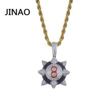 Jinao colar de pingente, masculino, feminino, hip hop, cor dourada, zircônio cúbico 2024 - compre barato
