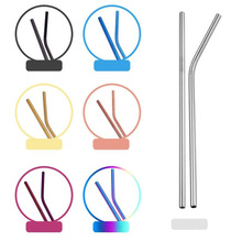 500pcs/lot 265mm*6mm Colorful 304 Stainless Steel Straws Reusable Drinking Straw High Quality Bent Metal Straw Free laser logo 2024 - buy cheap