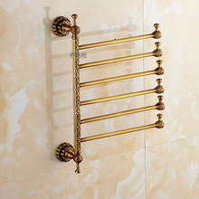 European towel rack copper towel rack towel rack thickening antique rotating activity bathroom towel bar single and double pole 2024 - buy cheap