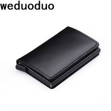 Weduoduo-mini carteira masculina de couro, proteção para cartões de crédito, carteira para cartões de visita, material em couro 2024 - compre barato