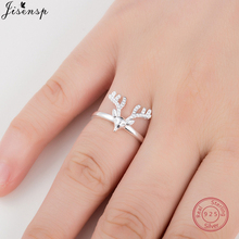 Jisensp 925 Sterling Silver Deer Antlers Open Rings for Women Fashion Girls Christmas Gifts Cute Adjustable Animal Ring anillos 2024 - buy cheap