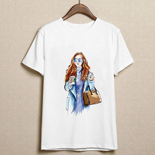 Camiseta con estampado Harajuku para mujer, top de manga corta, Tops blancos, ropa 2019 2024 - compra barato