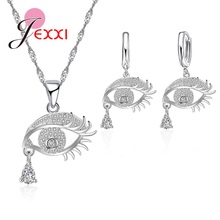 New Fashion Eye Shape Jewelry Sets 925 Sterling Silver Necklace/Earrings Sets For Women Lady Girl Wedding Bride Jewelry 2024 - buy cheap