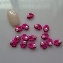 MD-836 10pcs Fancy Pearl Hot  Pink Lip Metal Charms Metal Deco Charms Nail Art 2024 - buy cheap