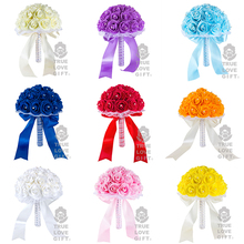 Many Colors Foam Flower Bridesmaid Bouquets Wedding Decoration Crystal Ribbon Romantic Wedding Flowers Bridal Bouquets ramo novi 2024 - buy cheap