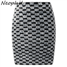 Neophil Black White Plaid Pencil Mini Checkerboard Skirt 2022 Spring Women Shining Tassel Ladies England Style Short Skirt S1913 2024 - buy cheap