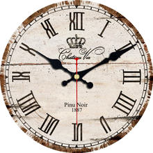 Антикварные настенные часы, 6-16 дюймовые деревянные картонные настенные часы, тихая и не тикающая особенность, античный стиль для кухни, офиса, дома 2024 - купить недорого