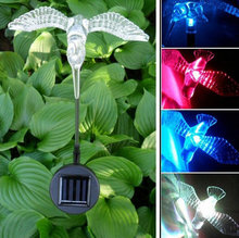Lámpara LED Solar para jardín, luz que cambia de Color con estaca, mariposa, libélula, estrella, sol y luna 2022 - compra barato