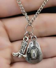 5Pcs/Lot Cowboy boots & cowboy hat Pendant Necklace Charm Fashion Cowboy Jewelry Holiday Gifts 2024 - buy cheap