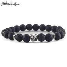 Lucky Natural stone black lava beads  Chef hat charm handmade men bracelet for women Bracelets & Bangles jewelry 2024 - buy cheap